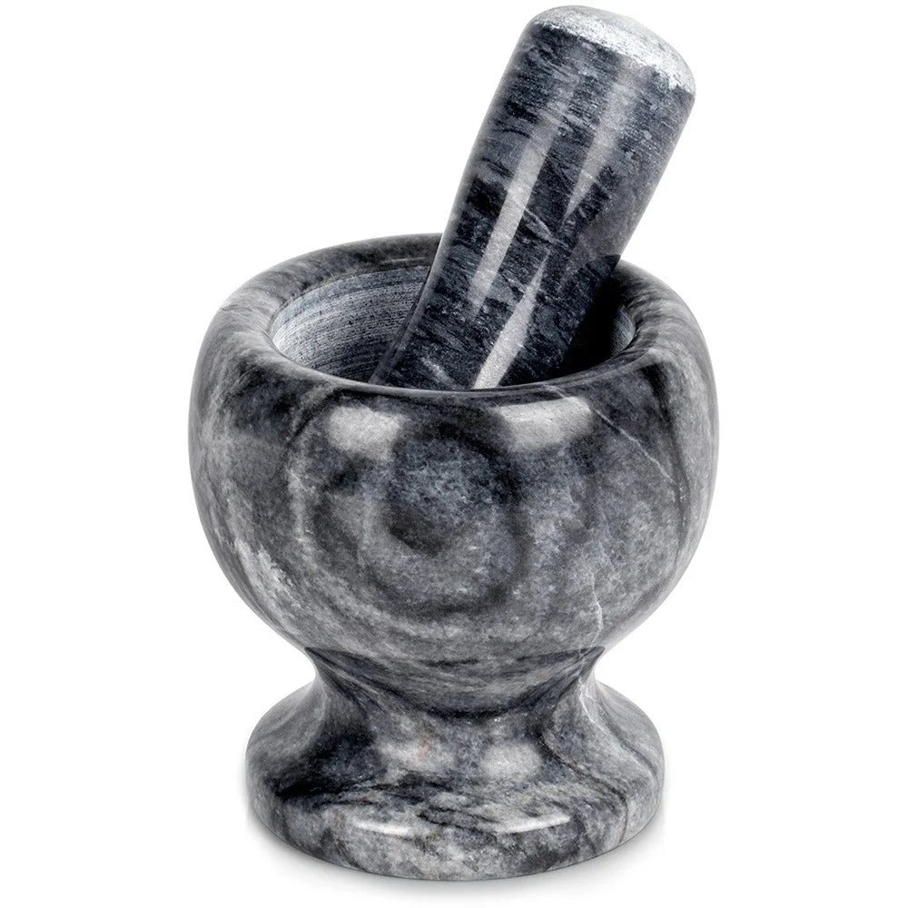 Mortier Pilon Cuisine en marbre gris pour un mélange et broyage facile des ingrédients