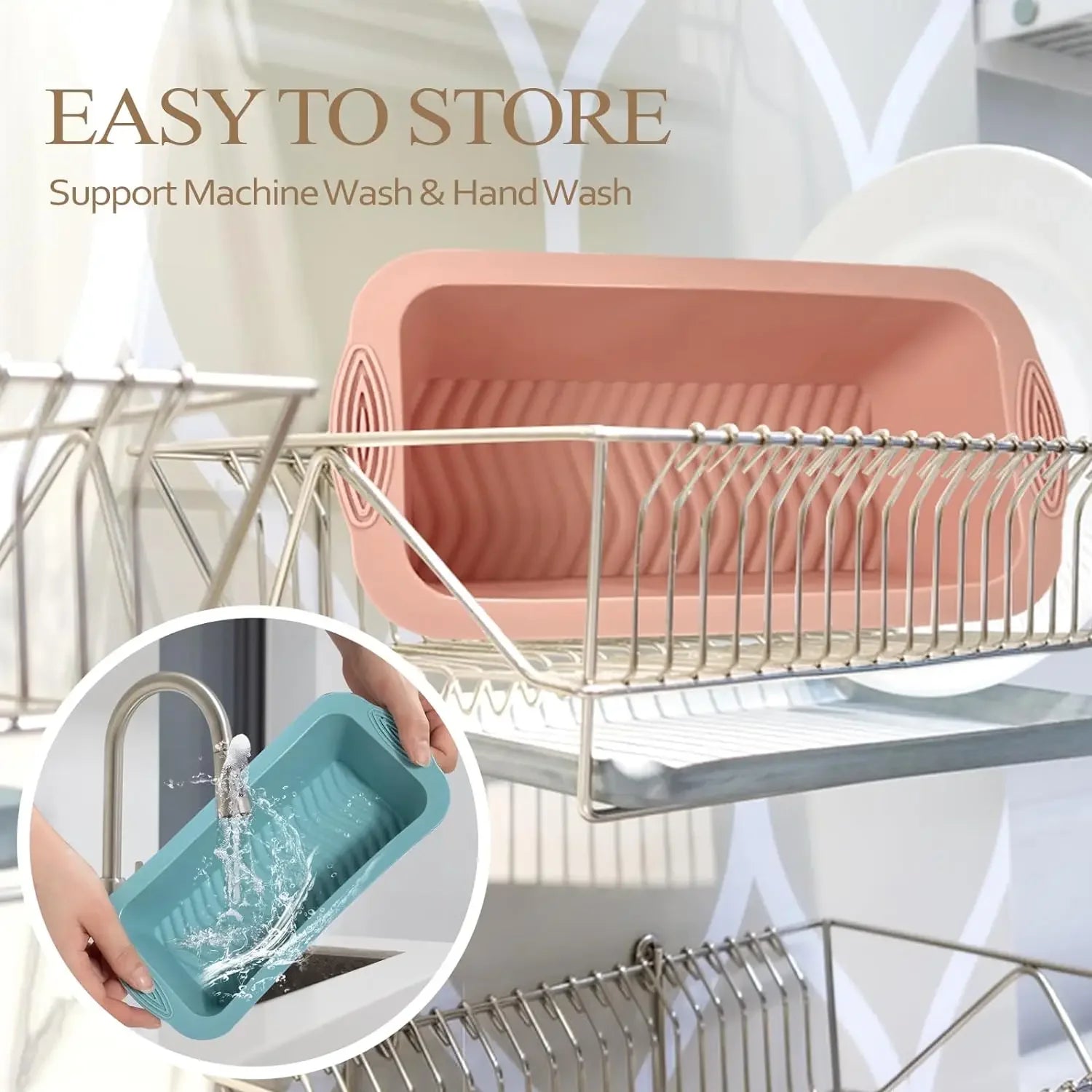 Moule à Cake en Silicone 25 cm – Rose, facile à ranger et compatible avec le lavage en machine.