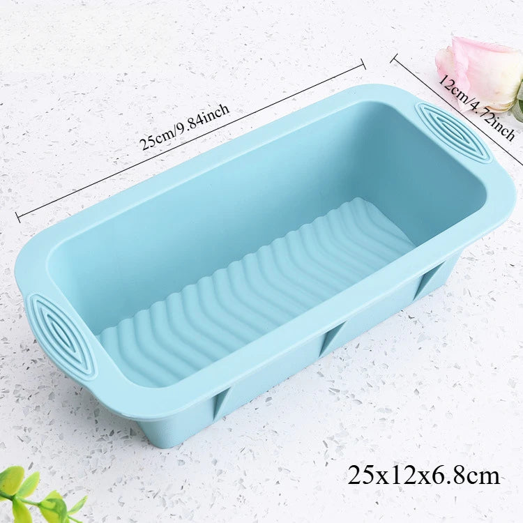 Moule à cake Rectangulaire en Silicone – Four & Congélateur de couleur bleu clair, 25x12x6.8cm