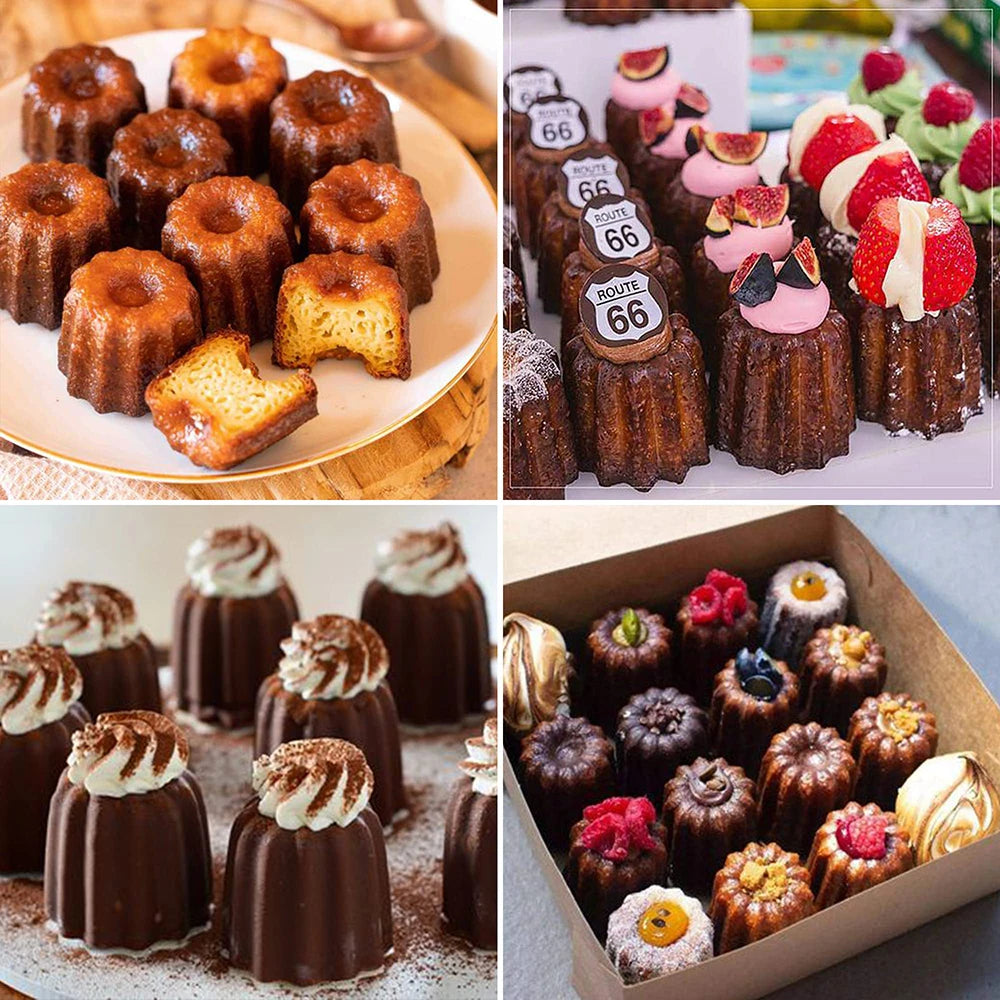 Différents cannelés décorés et nature réalisés avec un moule à cannelés en silicone – 15 cavités