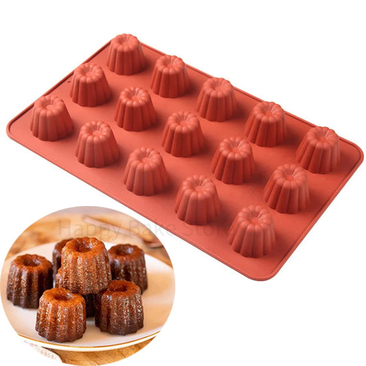 Moule à cannelés en silicone – 15 cavités rouge pour cuisson facile et démoulage parfait
