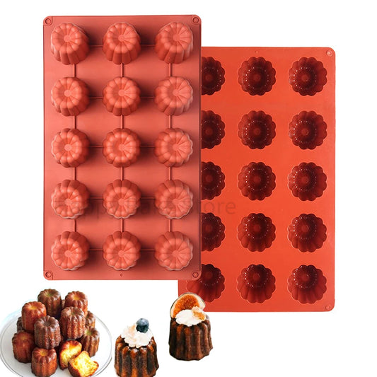 Moule à cannelés en silicone – 15 cavités pour faire des petits gâteaux traditionnels français