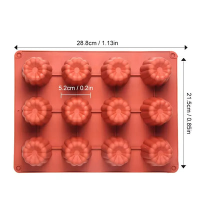 Moule à Cannelés en Silicone de Ustensile de chef, pour 8, 12 ou 18 Cannelés avec dimensions claires