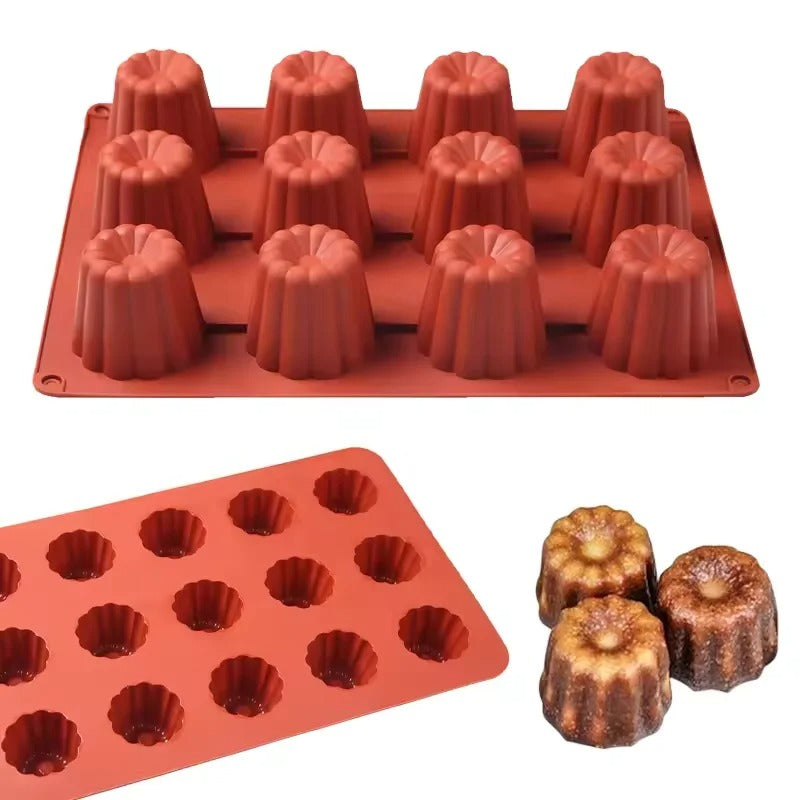 Moule à Cannelés en Silicone – 8, 12 ou 18 Cannelés idéal pour réaliser des desserts à la texture parfaite
