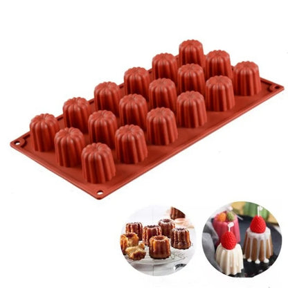Moule à Cannelés en Silicone pour préparer 8, 12 ou 18 Cannelés facilement à la maison