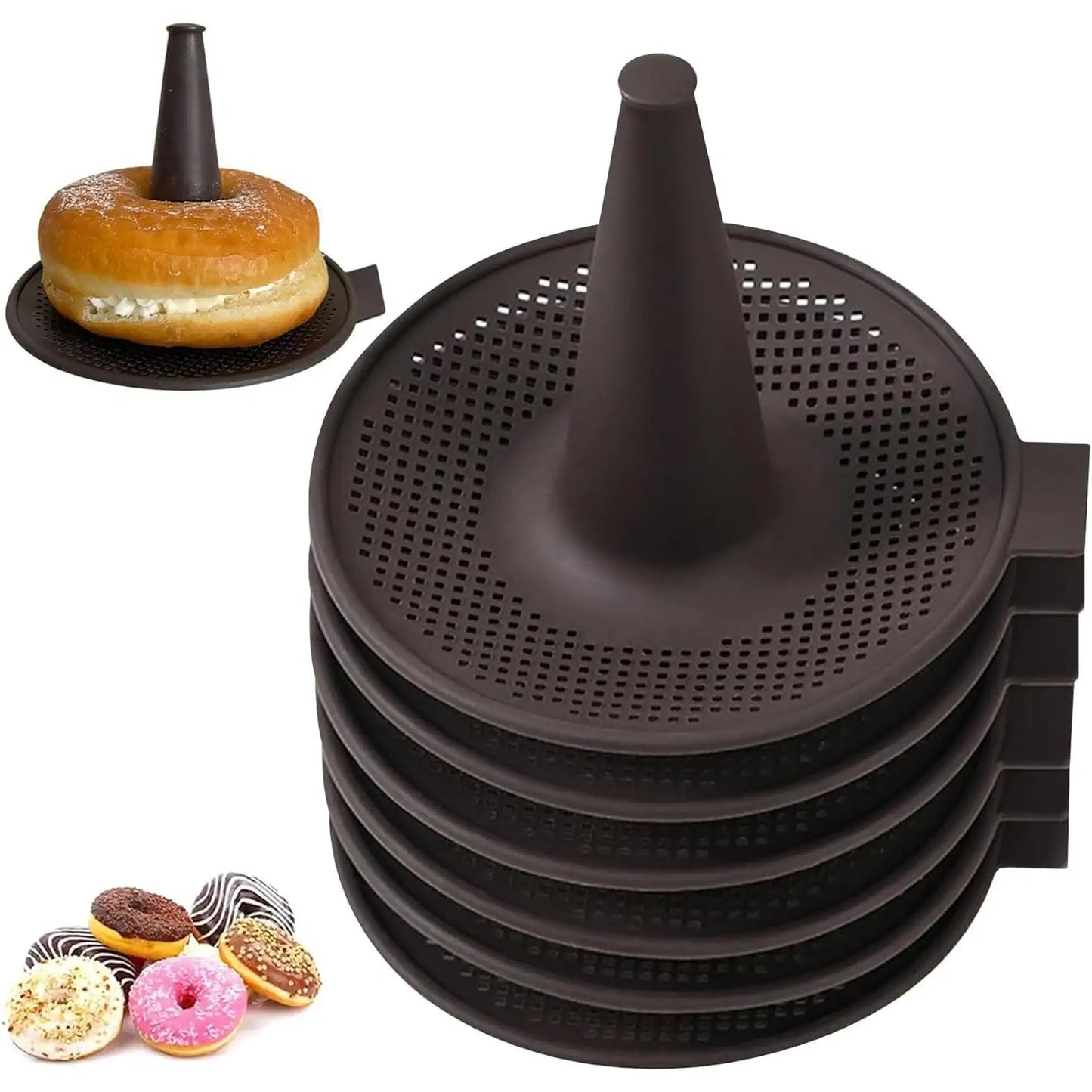 Moule à Donuts Silicone Antiadhésif – Pack 2, 4 ou 6, avec forme conique pour une cuisson facile des donuts