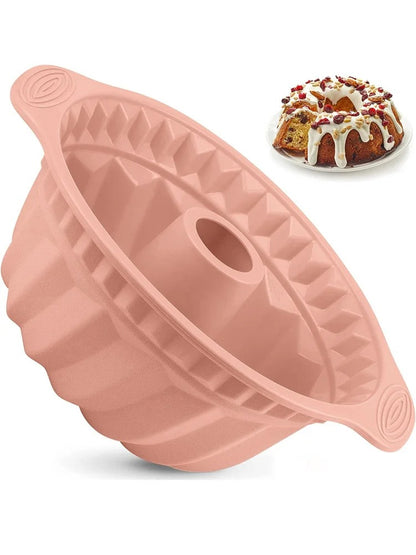 Moule à Gâteau avec Cheminée Centrale – 22 cm en silicone rose idéal pour des gâteaux moelleux et savoureux