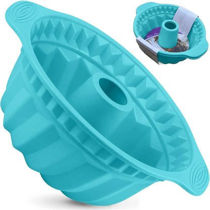 Moule à Gâteau avec Cheminée Centrale – 22 cm en silicone bleu pour la cuisson facile et uniforme