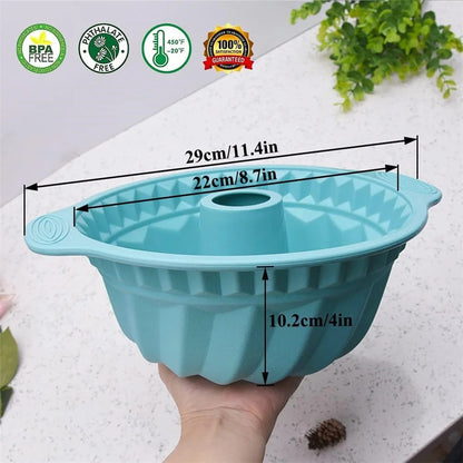Moule à Gâteau avec Cheminée Centrale – 22 cm en silicone bleu, facile à utiliser et à démouler