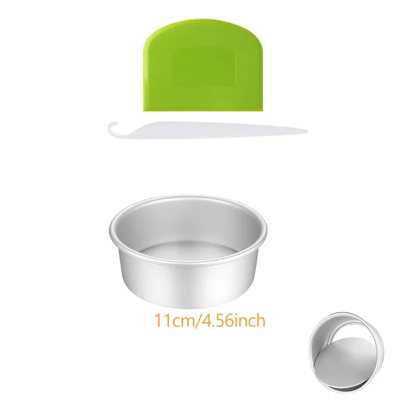 Moule à gâteau rond en aluminium fond amovible de 11 cm avec spatule et raclette verte