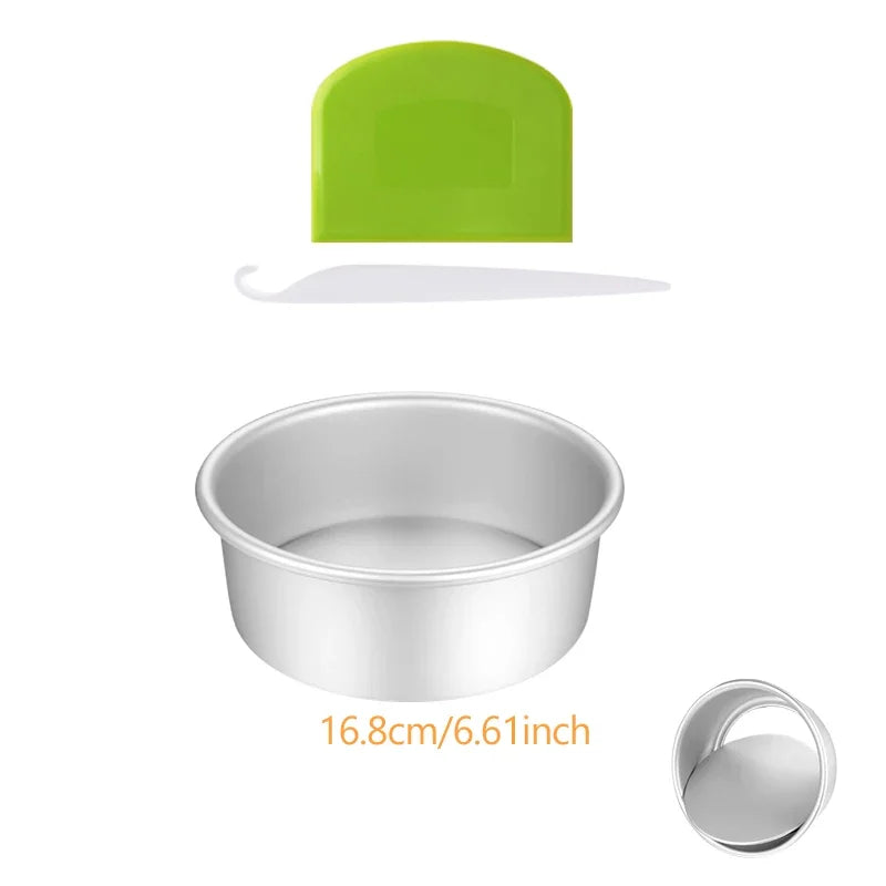 Moule à gâteau rond en aluminium fond amovible de 16,8 cm avec spatule verte pour pâtisserie