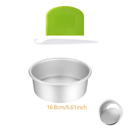 Moule à gâteau rond en aluminium fond amovible de 16,8 cm avec spatule verte pour pâtisserie