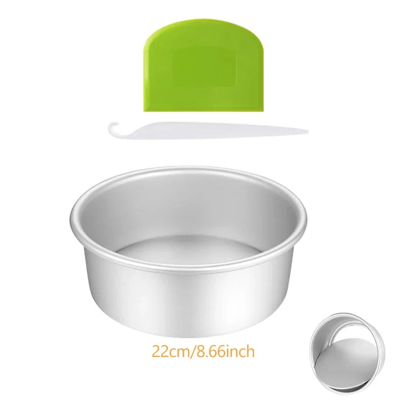 Moule à gâteau rond en aluminium fond amovible de 22 cm avec spatule verte et découpe pâte