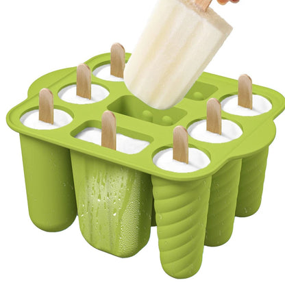Moule à glace en silicone 12 pièces avec bâtonnets, idéal pour créer des glaces faites maison.