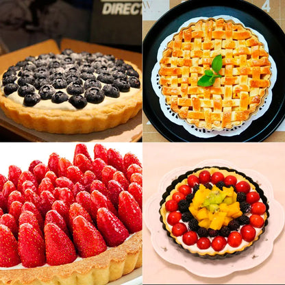 Quatre tartes décorées en utilisant un Moule à Tarte 9 Pouces – Antiadhésif et Fond Amovible d'Ustensile de chef