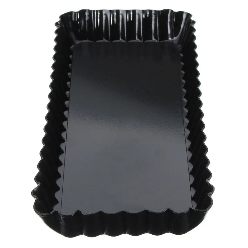 Moule à Tarte Rectangulaire Antiadhésif – Fond Amovible noir avec bords ondulés pour pâtisserie