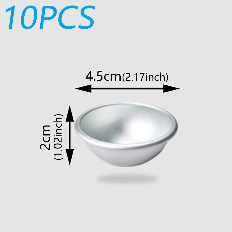 Moule Demi-Sphère en Aluminium – 10 Pièces, parfait pour créer des desserts en forme de demi-sphère