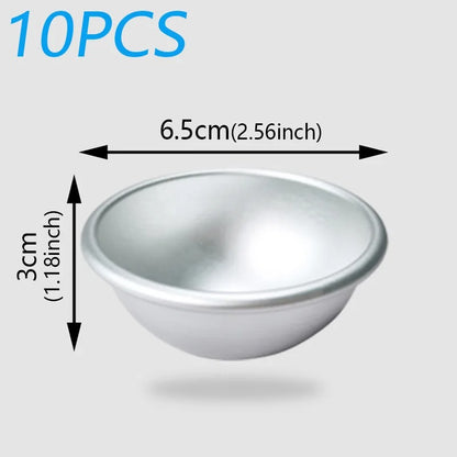 Moule Demi-Sphère en Aluminium – 10 Pièces avec des dimensions de 6,5 cm et 3 cm pour la pâtisserie