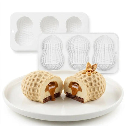 Moule en Forme d’Arachide en Silicone – 3 Cavités pour réaliser des desserts en forme d'arachide