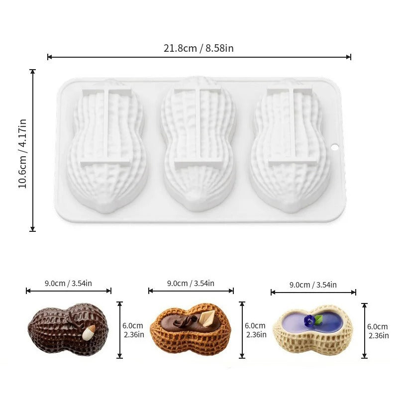Moule en Forme d’Arachide en Silicone – 3 Cavités pour créer des confiseries originales et amusantes