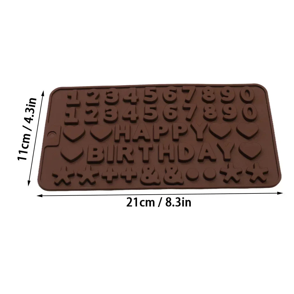 Moule en silicone lettres et chiffres pour chocolat, parfait pour créer des décorations gourmandes d'anniversaire