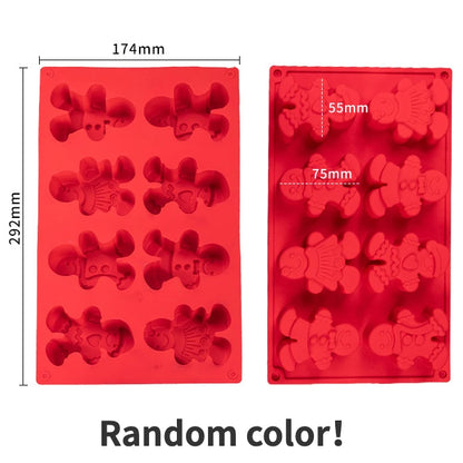 Moule Noël en Silicone Pour Chocolats, Biscuits & Gâteaux avec des formes de bonhommes de neige et de bonhommes en pain d'épice