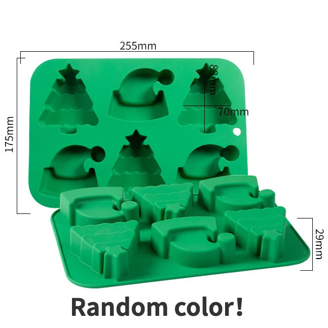 Moule Noël en Silicone Pour Chocolats, Biscuits & Gâteaux avec motifs d'arbre et de chapeau de Noël