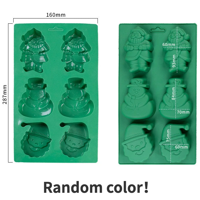Moule Noël en Silicone Pour Chocolats, Biscuits & Gâteaux avec formes de Père Noël et bonhommes de neige