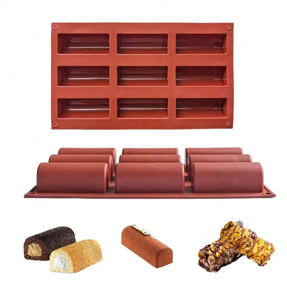 Moule Semi-Cylindre en Silicone – 9 Empreintes pour préparer des desserts créatifs et élégants à la maison