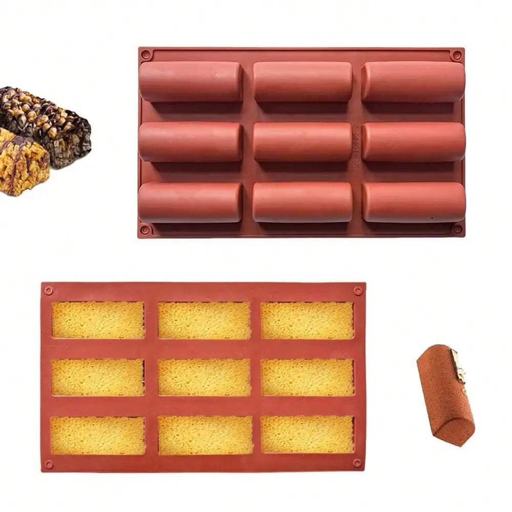 Moule Semi-Cylindre en Silicone – 9 Empreintes pour pâtisserie créative avec formes uniques.