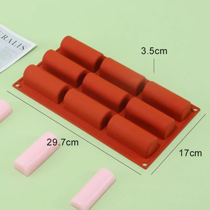 Moule Semi-Cylindre en Silicone – 9 Empreintes pour créer des desserts en forme de cylindre parfaits