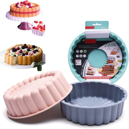 Moule Silicone 100 % Alimentaire – Facile à Démouler en deux couleurs, idéal pour des gâteaux créatifs.