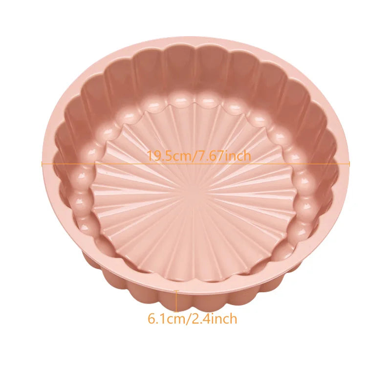 Moule Silicone 100 % Alimentaire – Facile à Démouler, rose avec un design ondulé et un diamètre de 19,5 cm