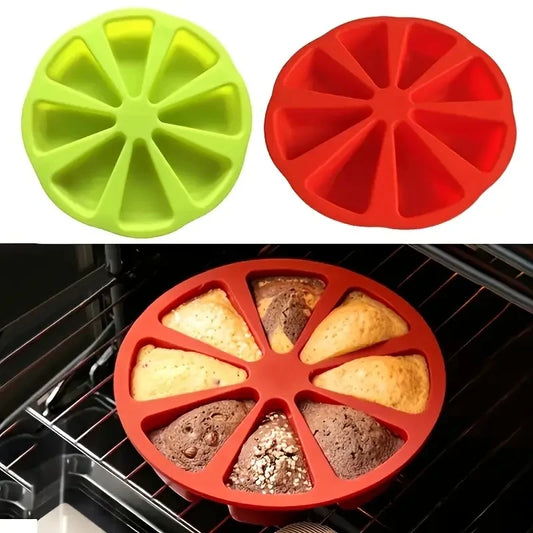 Moule Silicone 8 Parts – Gâteaux Parfaits et Faciles en rouge et vert dans un four avec des gâteaux cuits