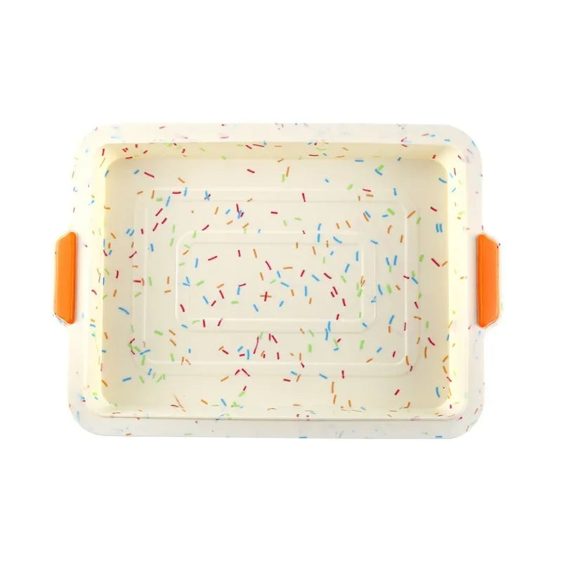 Moule Silicone Antiadhésif – Brownie, Pain & Gâteaux avec des poignées orange pour une utilisation facile