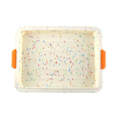Moule Silicone Antiadhésif – Brownie, Pain & Gâteaux avec des poignées orange pour une utilisation facile