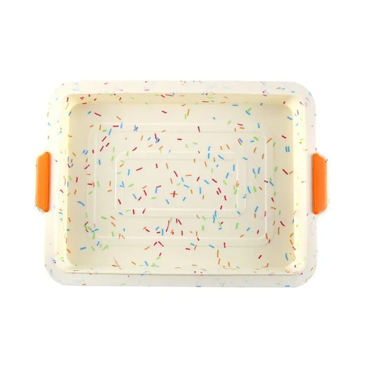 Moule Silicone Antiadhésif – Brownie, Pain & Gâteaux avec des poignées orange pour une utilisation facile