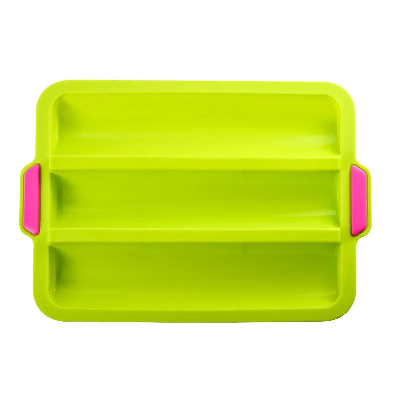 Moule Silicone Antiadhésif – Brownie, Pain & Gâteaux en silicone vert avec poignées roses