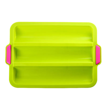 Moule Silicone Antiadhésif – Brownie, Pain & Gâteaux en silicone vert avec poignées roses