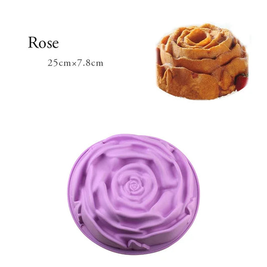 Moule silicone fleurs en forme de rose violet de 25 cm pour pâtisserie décorative