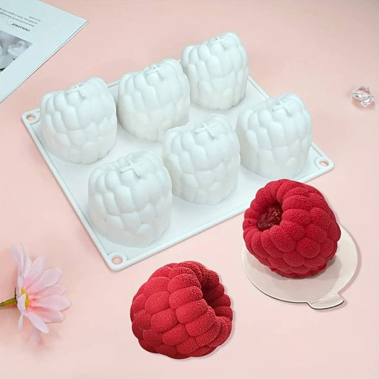 Moule Silicone Framboise 3D – Trompe-l’Œil Réaliste avec six cavités pour des créations pâtissières uniques