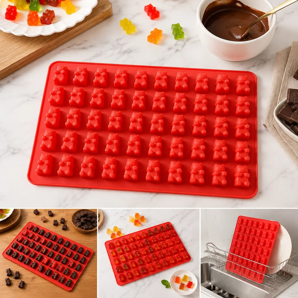 Moule silicone oursons pour bonbons, gummies et chocolat avec 50 cavités pour des douceurs créatives