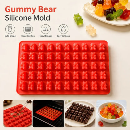 Moule silicone oursons pour bonbons, gummies et chocolat avec des formes mignonnes et facile à nettoyer
