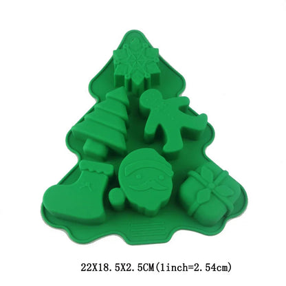 Moule Silicone Sapin Noël pour Chocolats et Biscuits DIY en forme d'arbre de Noël avec des décorations festives