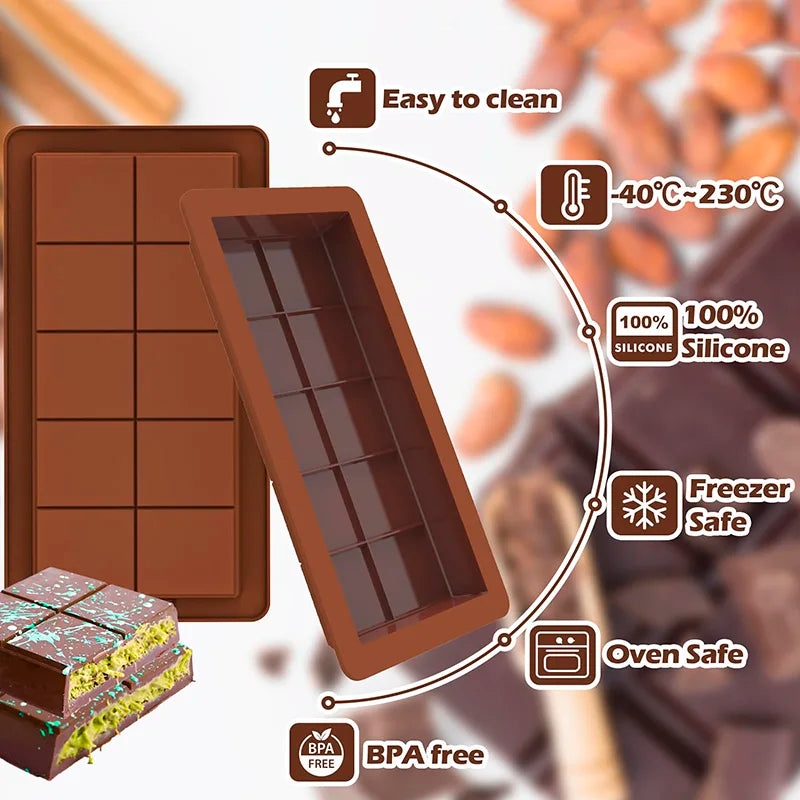 Moule tablette chocolat silicone, flexible et facile à nettoyer, idéal pour créer des chocolats maison