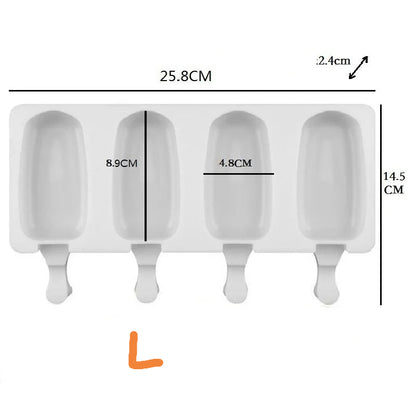 Moules Silicone Glace – Antiadhésif, Réutilisable & Sain pour préparer des glaces maison avec quatre compartiments