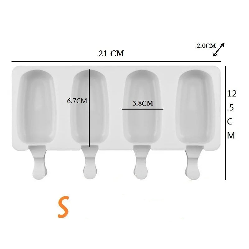 Moules Silicone Glace – Antiadhésif, Réutilisable & Sain avec quatre compartiments pour faire des glaces maison