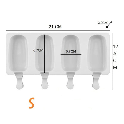 Moules Silicone Glace – Antiadhésif, Réutilisable & Sain avec quatre compartiments pour faire des glaces maison