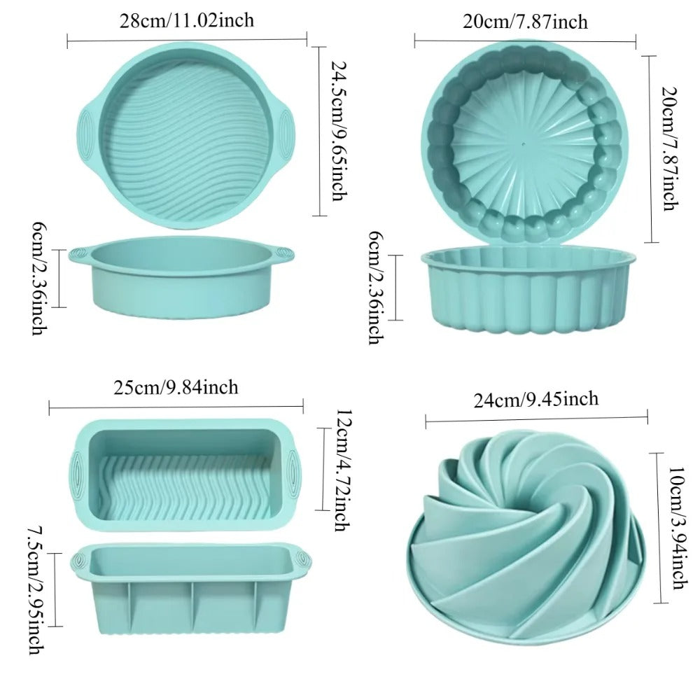 Ensemble de moules Silicone Pâtisserie Antiadhésifs Gâteaux et Cakes en plusieurs formes et tailles