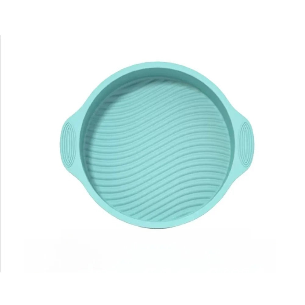 Moule en silicone pâtisserie antiadhésif pour gâteaux et cakes de couleur bleu avec poignées pratiques